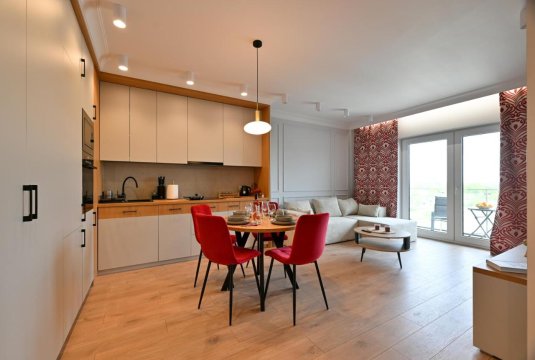 Apartament w stylu Feng Shui na 10 piętrze z widokiem, bezpłatny parking, nowy budynek, dostęp na kod
