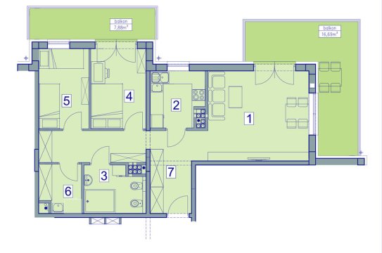 Rozkład pomieszczeń/Plan - Apartament STAWOWA z garażem i tarasem