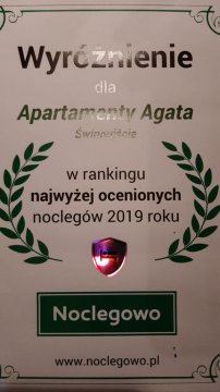 Kolejny raz jesteśmy w rankingu najwyżej ocenionych noclegów 2019 - NOCLEGOWO - Świnoujście - Apartamenty Agata