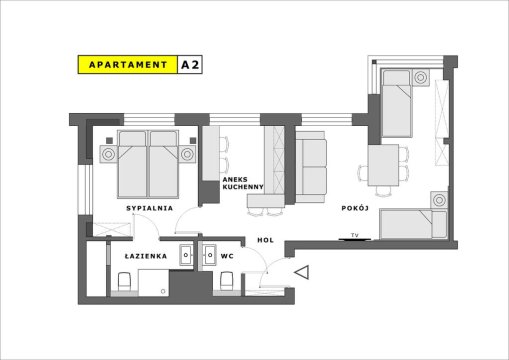 Apartament A2 - rozkład - APARTAMENTY A3