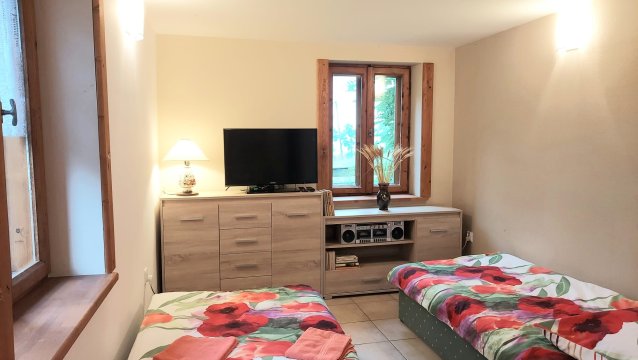 Sypialnia / salon - Apartament w willi z widokiem na Tatry i Jezioro Czorsztyńskie