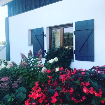 Kwiaty przy Dużym Domku - Duży Domek nad jeziorem z własną plażą i sprzętem wodnym, rowery, grzyby, kucyki