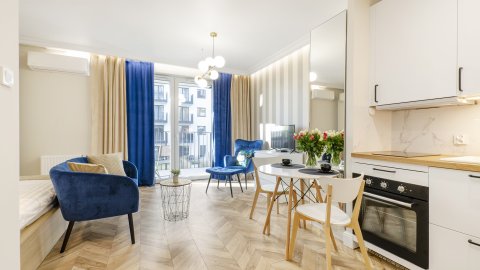 SKY Home-Blue Apartament - Manufaktura, Bezpłatny Parking, Klima, Dostęp na KOD