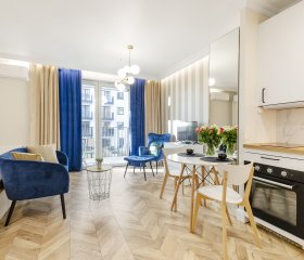 SKY Home-Blue Apartament - Manufaktura, Bezpłatny Parking, Klima, Dostęp na KOD