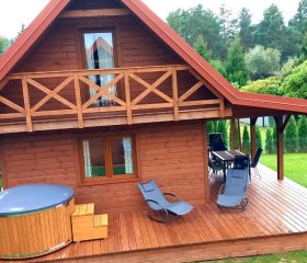 Mazury - domki Wzgórza Dybowskie całoroczne- bania z jacuzzi , sauna
