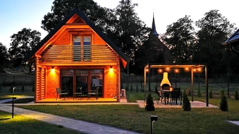 Sauna balia - Nowa Osada Domki przy plaży - całoroczne domki na Mazurach