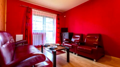 salon w apartamencie czerwonym