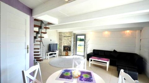 salon z kominkiem