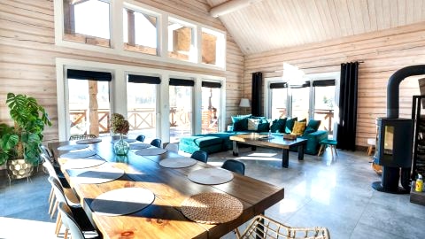 Chata pod Przehybą. Luksusowy dom z bali w Beskidzie Sądeckim, jacuzzi, sauna