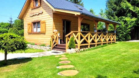 Lawendowy domek z ogrodem z widokiem na góry, obok lasy, stawy, blisko Karpacza