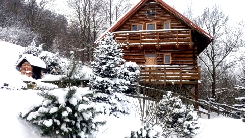 Drewniany Domek z kominkiem 300 m od stoku