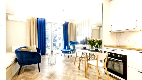 SKY Home-Blue Apartament - Manufaktura, Bezpłatny Parking, Klima, Dostęp na KOD