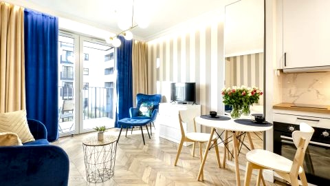 SKY Home-Blue Apartament - Manufaktura, Bezpłatny Parking, Klima, Dostęp na KOD