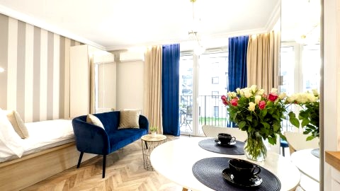 SKY Home-Blue Apartament - Manufaktura, Bezpłatny Parking, Klima, Dostęp na KOD