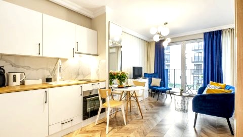 SKY Home- Blue Apartament 2 -Manufaktura, Bezpłatny Parking, Klima, Dostęp na Ko