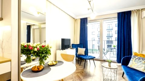 SKY Home- Blue Apartament 2 -Manufaktura, Bezpłatny Parking, Klima, Dostęp na Ko