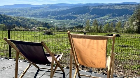 Nowoczesny domek z pięknym widokiem na Beskidy
