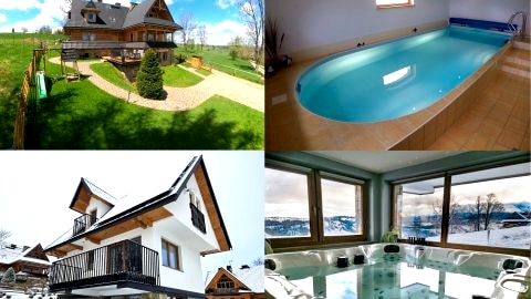 Dom z Basenem do 26 os lub Domki z Jacuzzi wewnętrznym 7 os Cisza Piękne Widok  