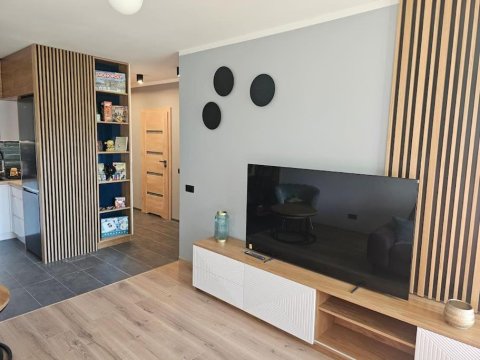 Apartament przy Loftach u Scheiblera parking podziemny, Śniadaniownia