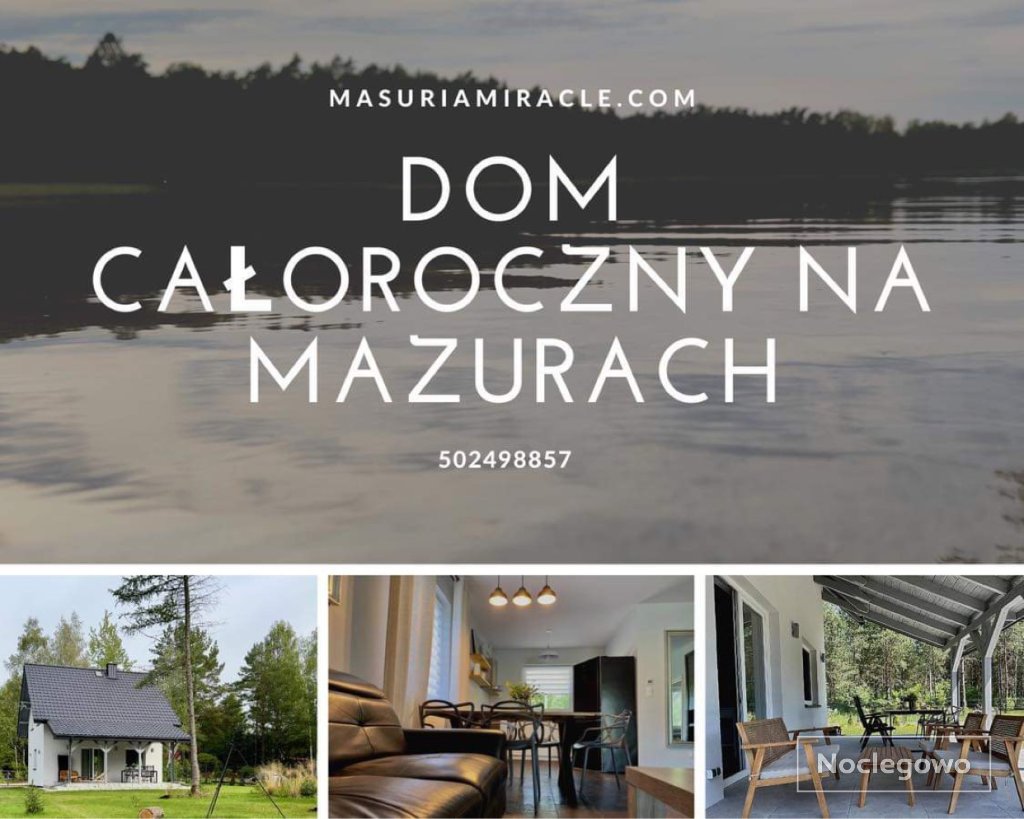 Zapraszamy na Mazury! Oferujemy do wynajęcia nowy dom nad jeziorem Marksoby w 